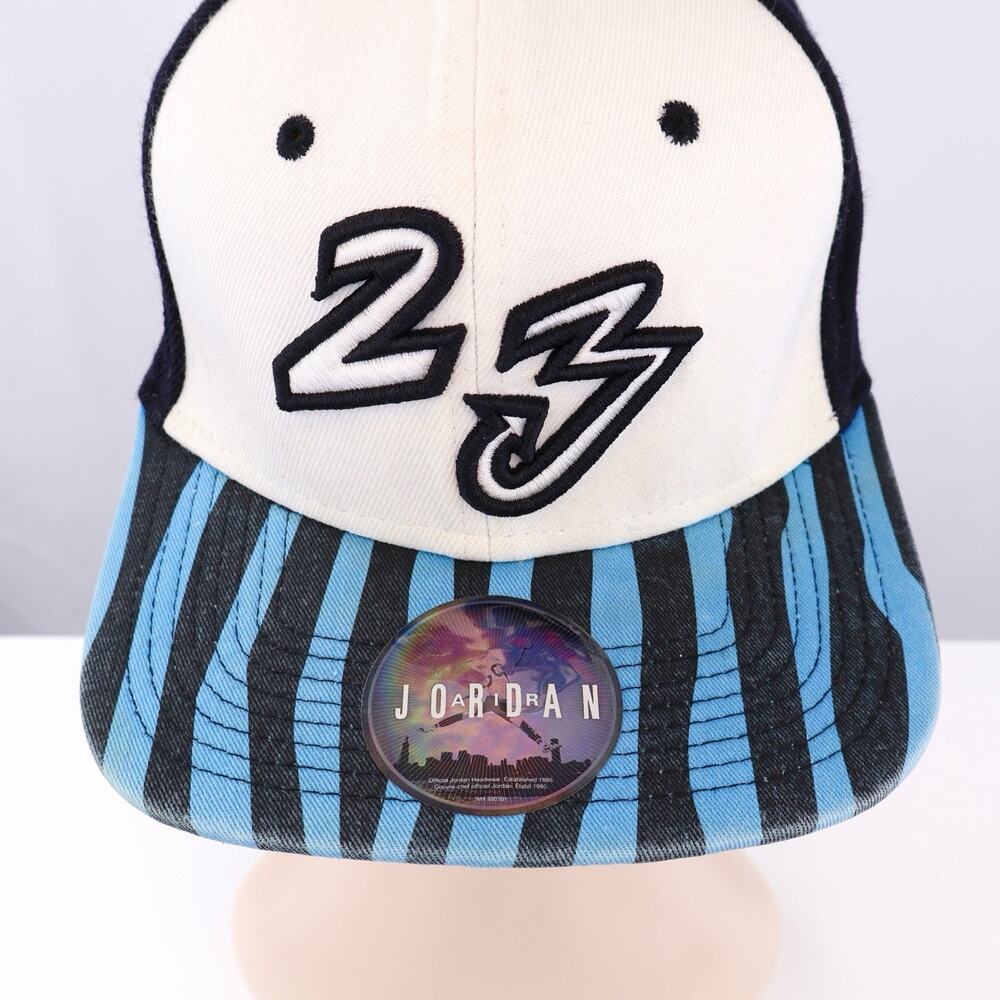 Air Jordan 23‎ Snapback Hat Black White Blue Zebra Stripe Flat Brim Cap One Size - Picture 2 of 6